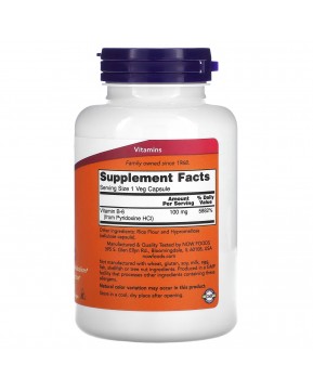 NOW Foods, витамин В6, 100 мг, 250 вегетарианских капсул	